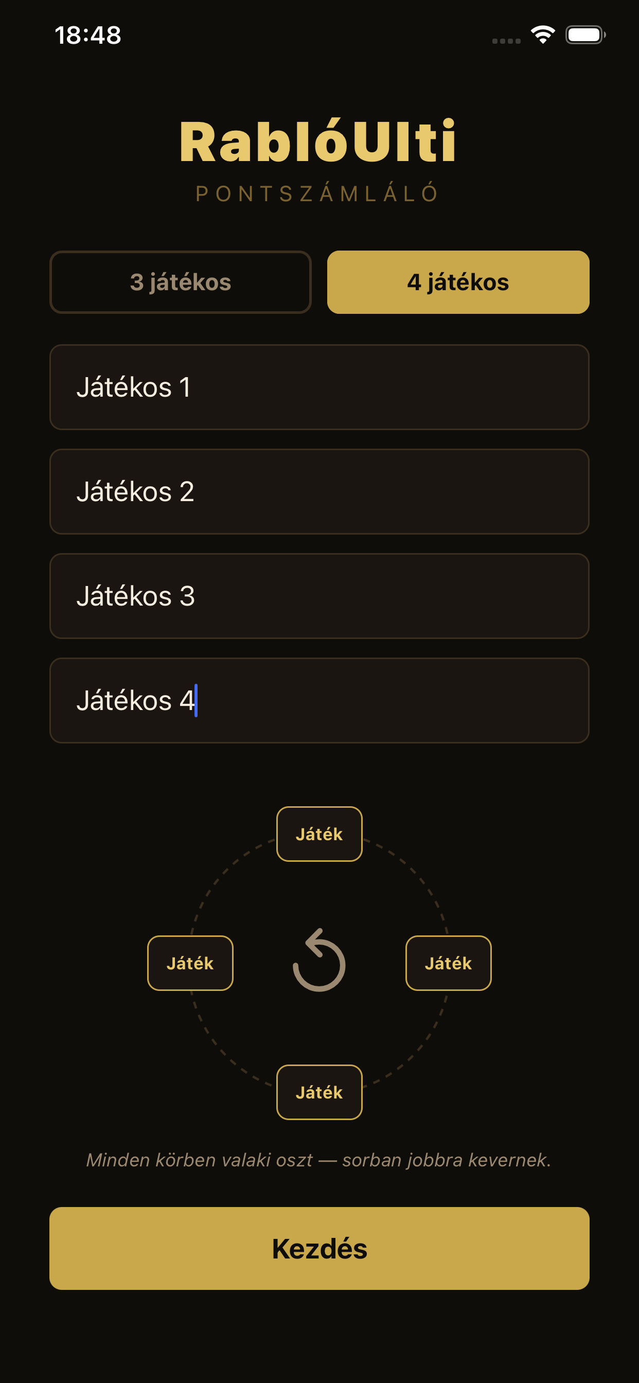 RablóUlti setup screen